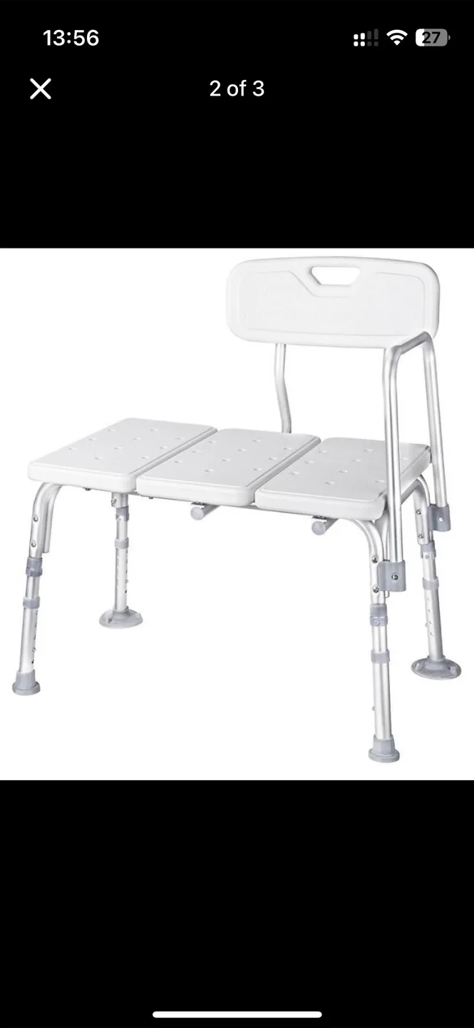 Bland new Adjustable Shower Bench with Backrest thumbnail