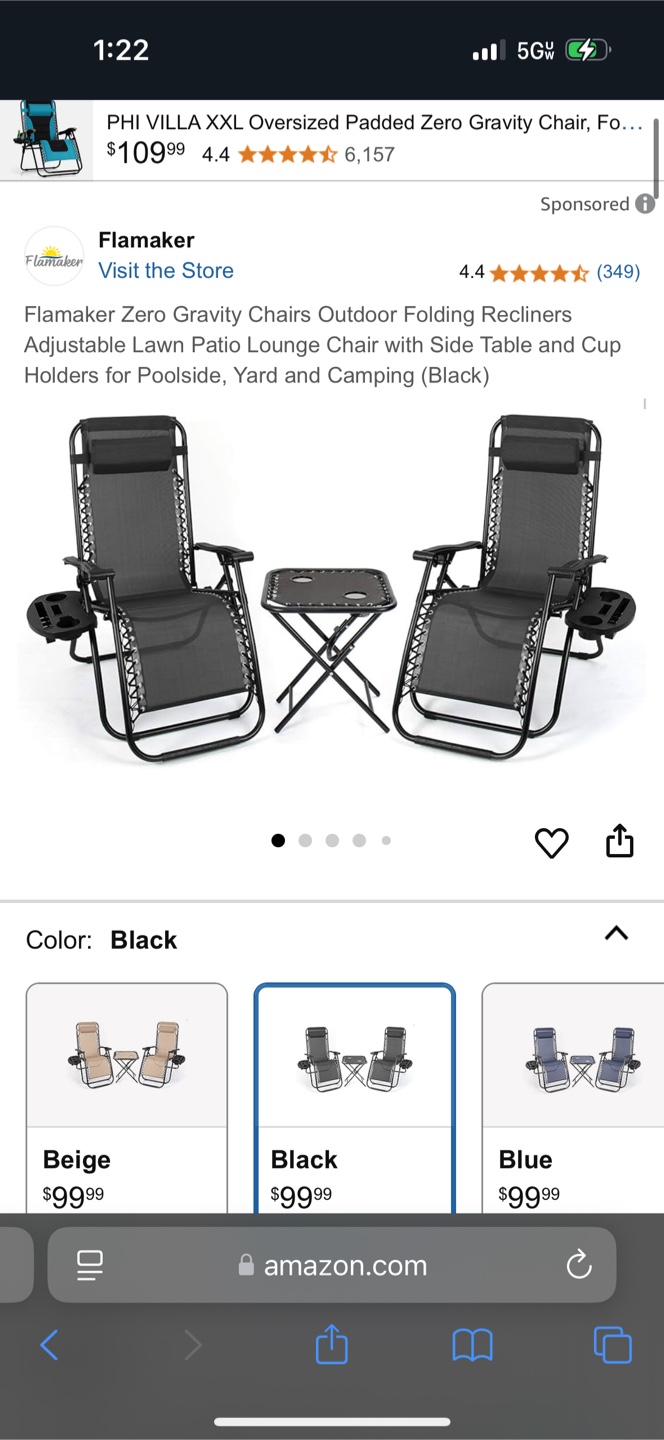 Pair of Zero Gravity Chairs with Side Table . $40 firm - photo 3