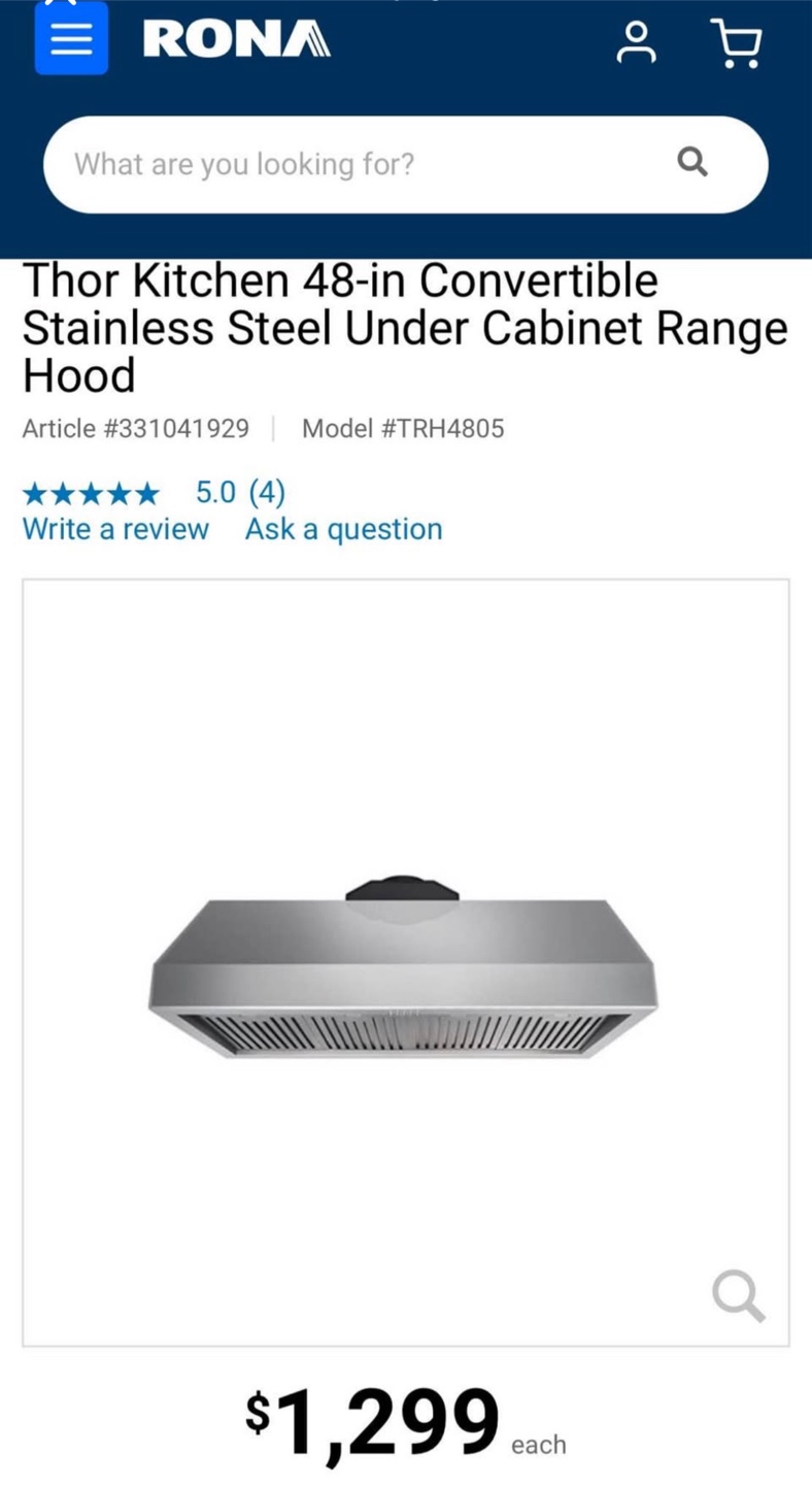 Thor Kitchen 48-in Stainless Steel Range Hood