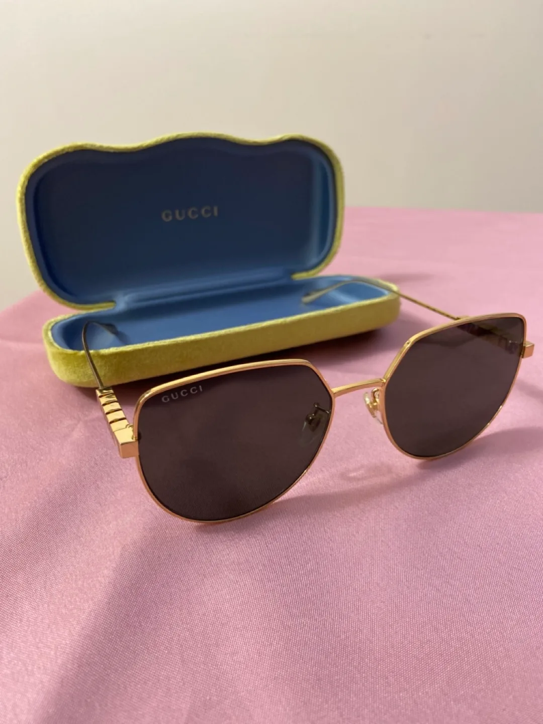 ***New*** Gucci Sunglasses - Gold Frame, Grey Lenses image indicator(2)