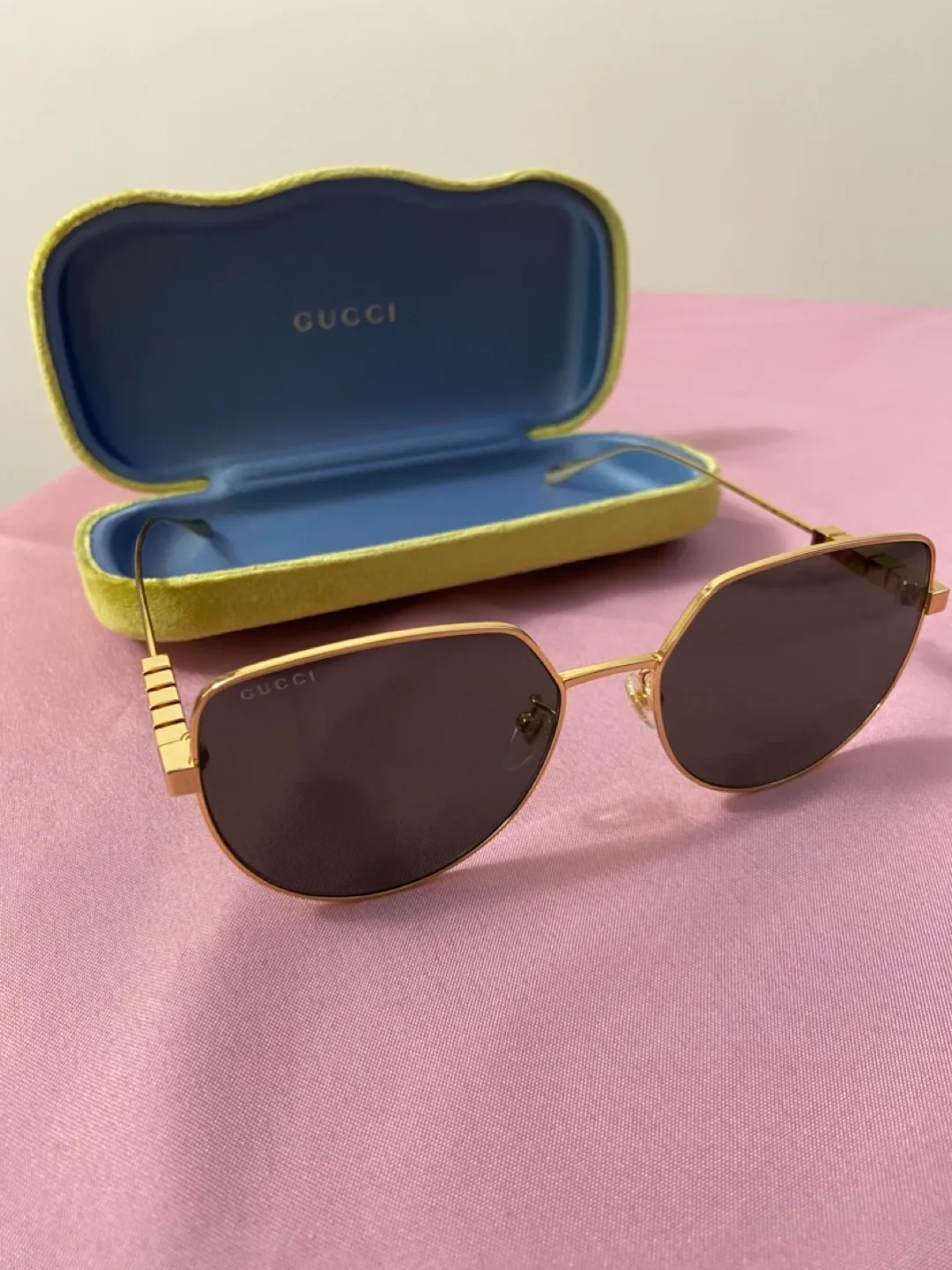 ***New*** Gucci Sunglasses - Gold Frame, Grey Lenses image indicator(3)