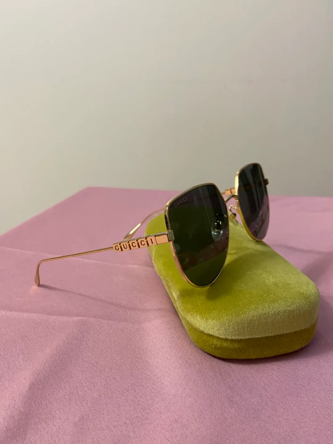 ***New*** Gucci Sunglasses - Gold Frame, Grey Lenses image indicator(6)