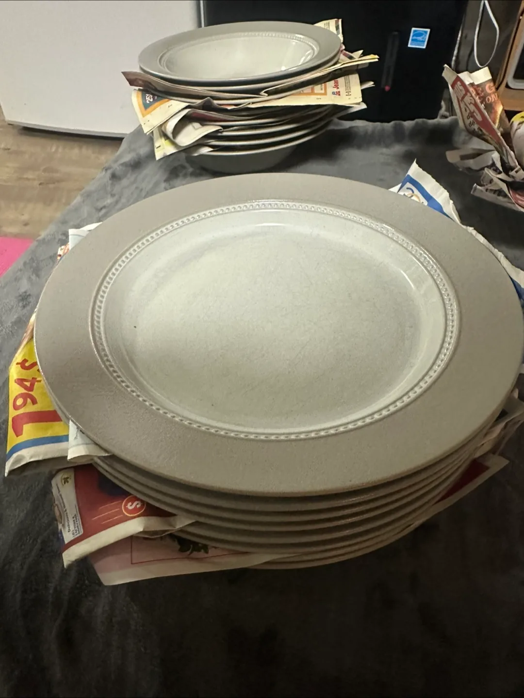 Set of Grey Dinner Plates and Bowls image indicator(2)