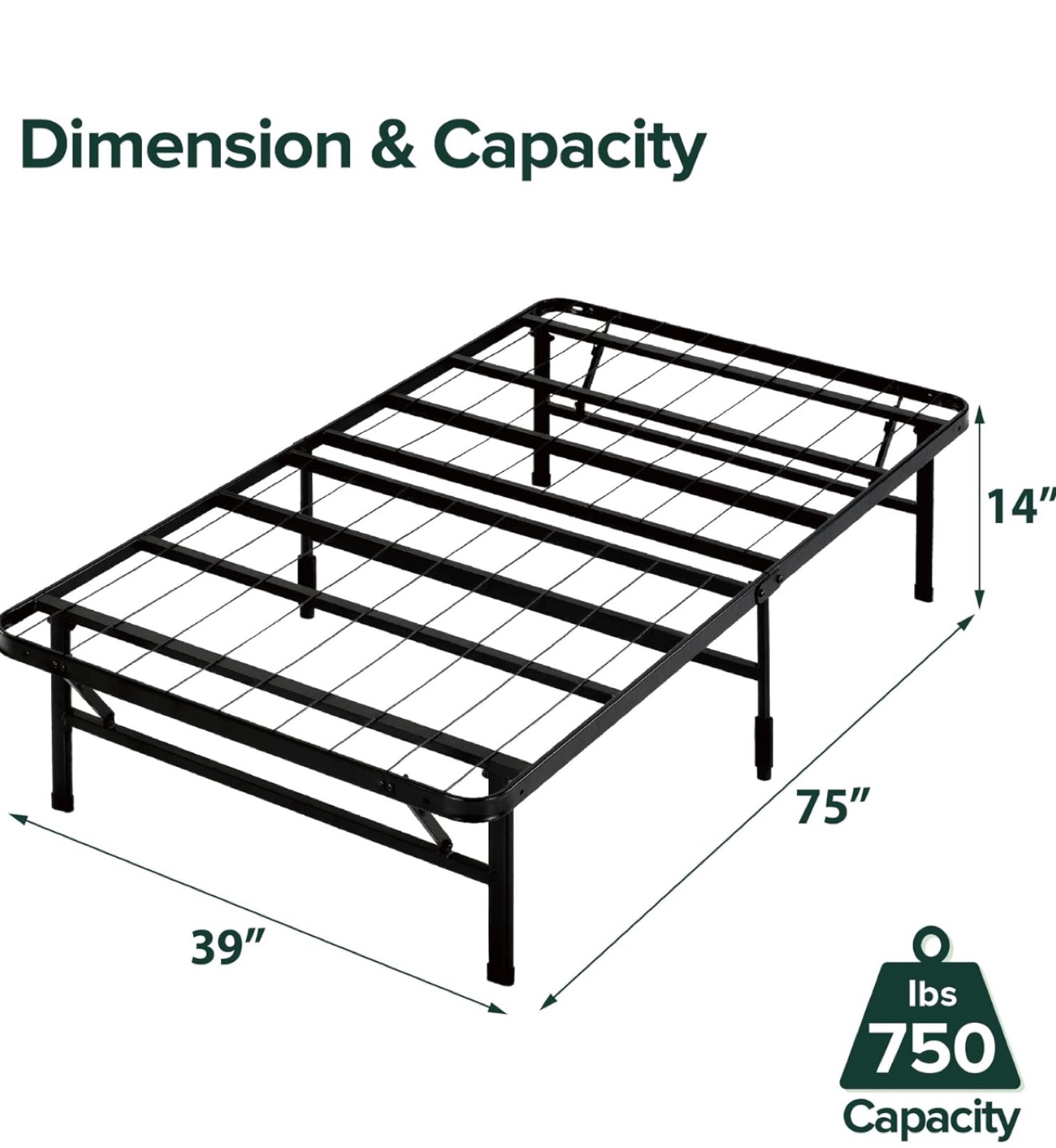 Metal Bed Frame - Twin Size