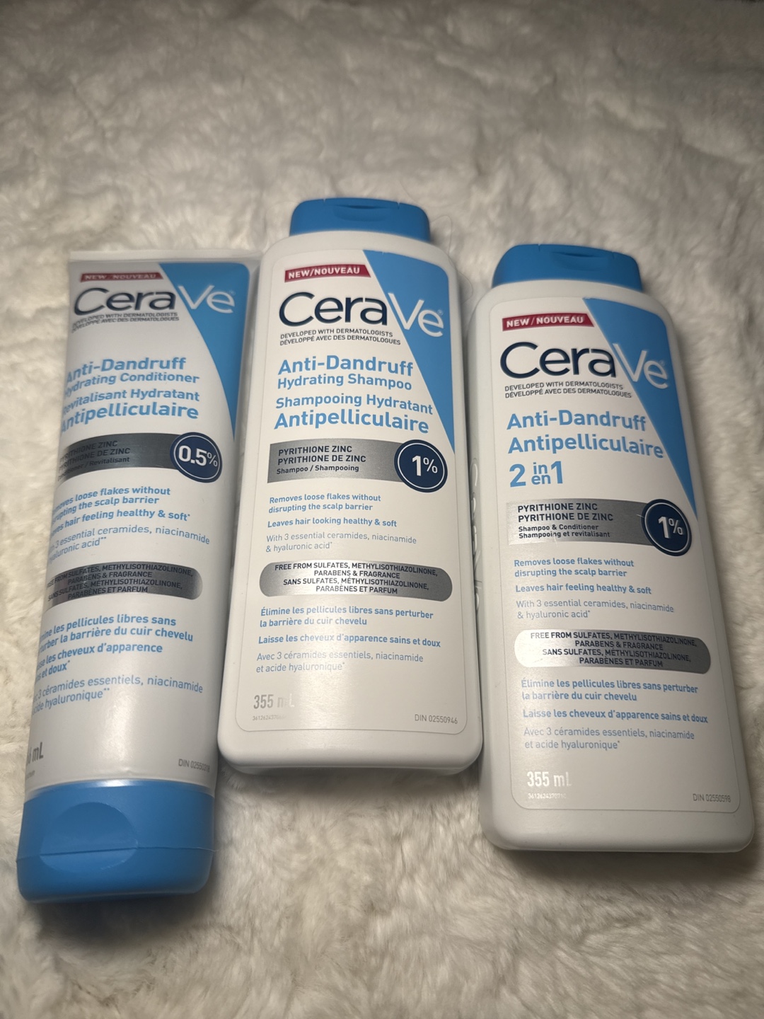 ALL 3 Cerave Anti-Dandruff Hydrating Shampoo & Conditioner Set
