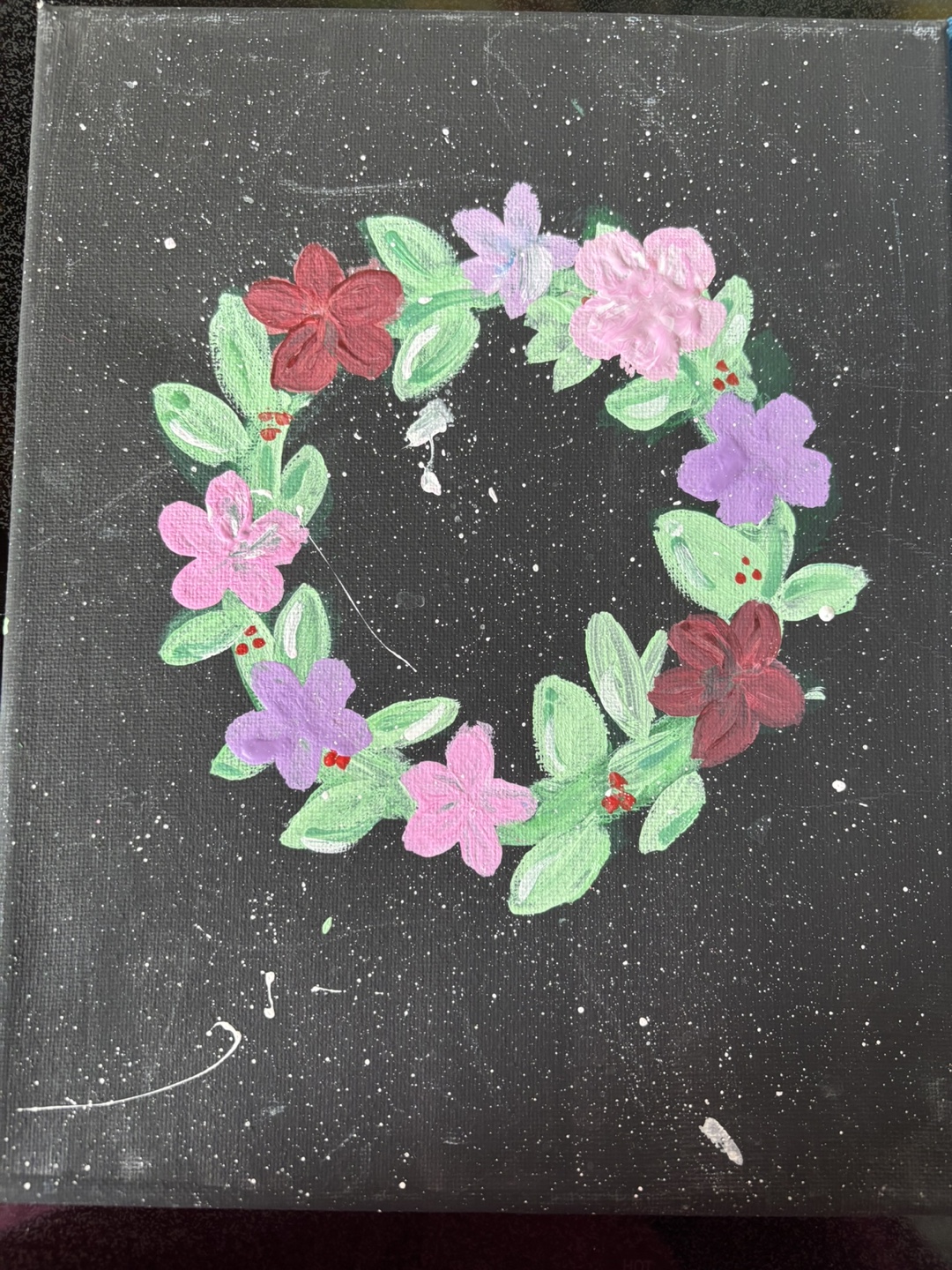 Floral Wreath acrylic painting (Canvas)