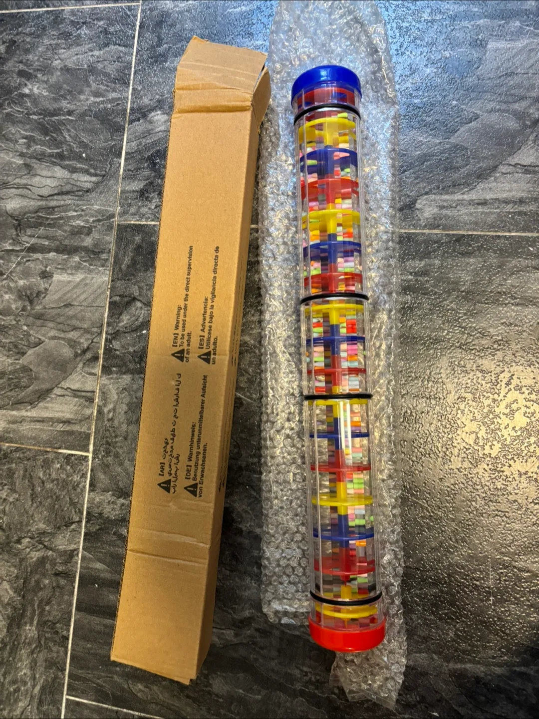 Rainbow Coloured Sensory Rainstick Musical Instrument