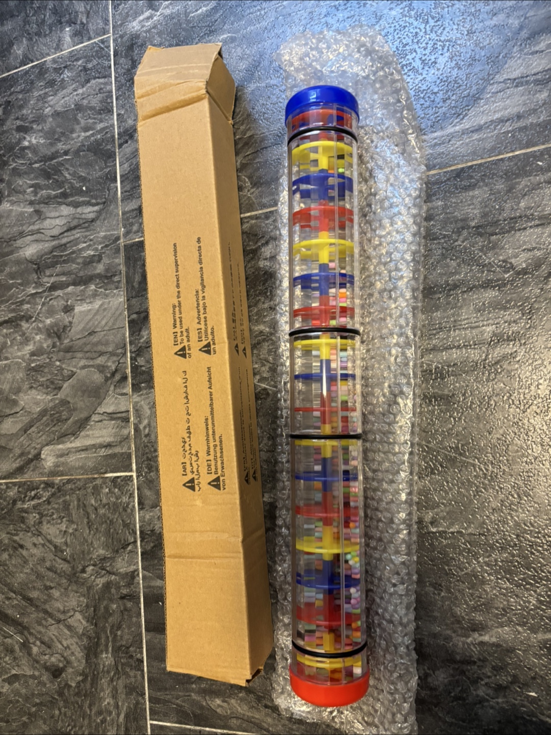 Rainbow Coloured Sensory Rainstick Musical Instrument - photo 2