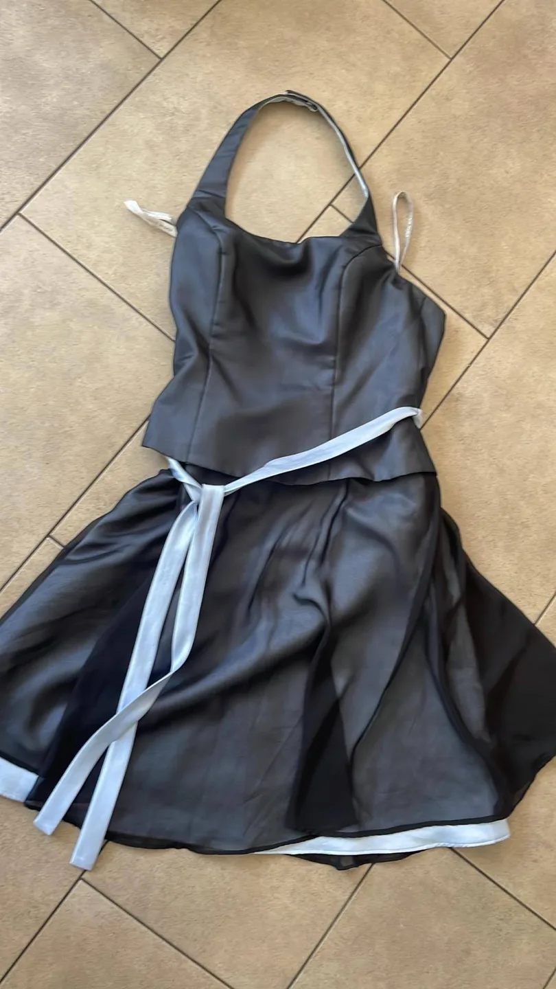 Alfred Angelo Black and Blue Halter Dress Size 14 thumbnail
