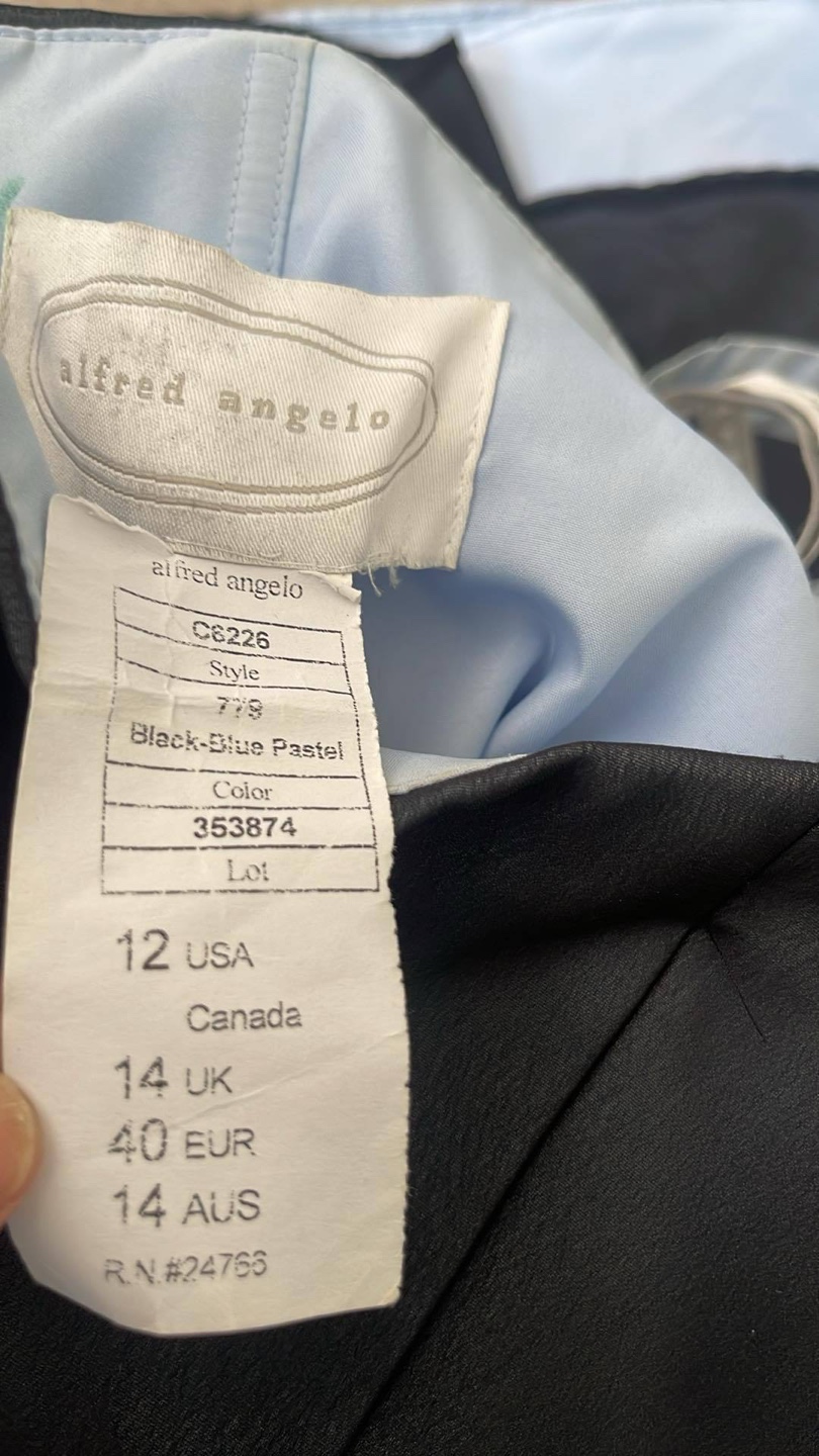 Alfred Angelo Black and Blue Halter Dress Size 14 - photo 3