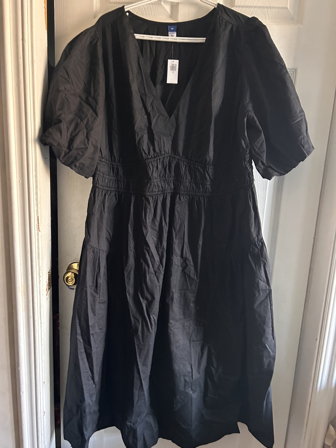 Old Navy Black Puff Sleeve Midi Dress - Size 2X