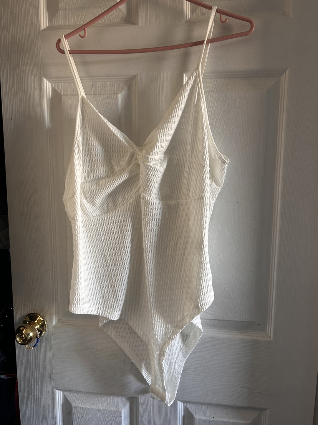 SHEIN Curve White Ribbed Bodysuit - 4XL