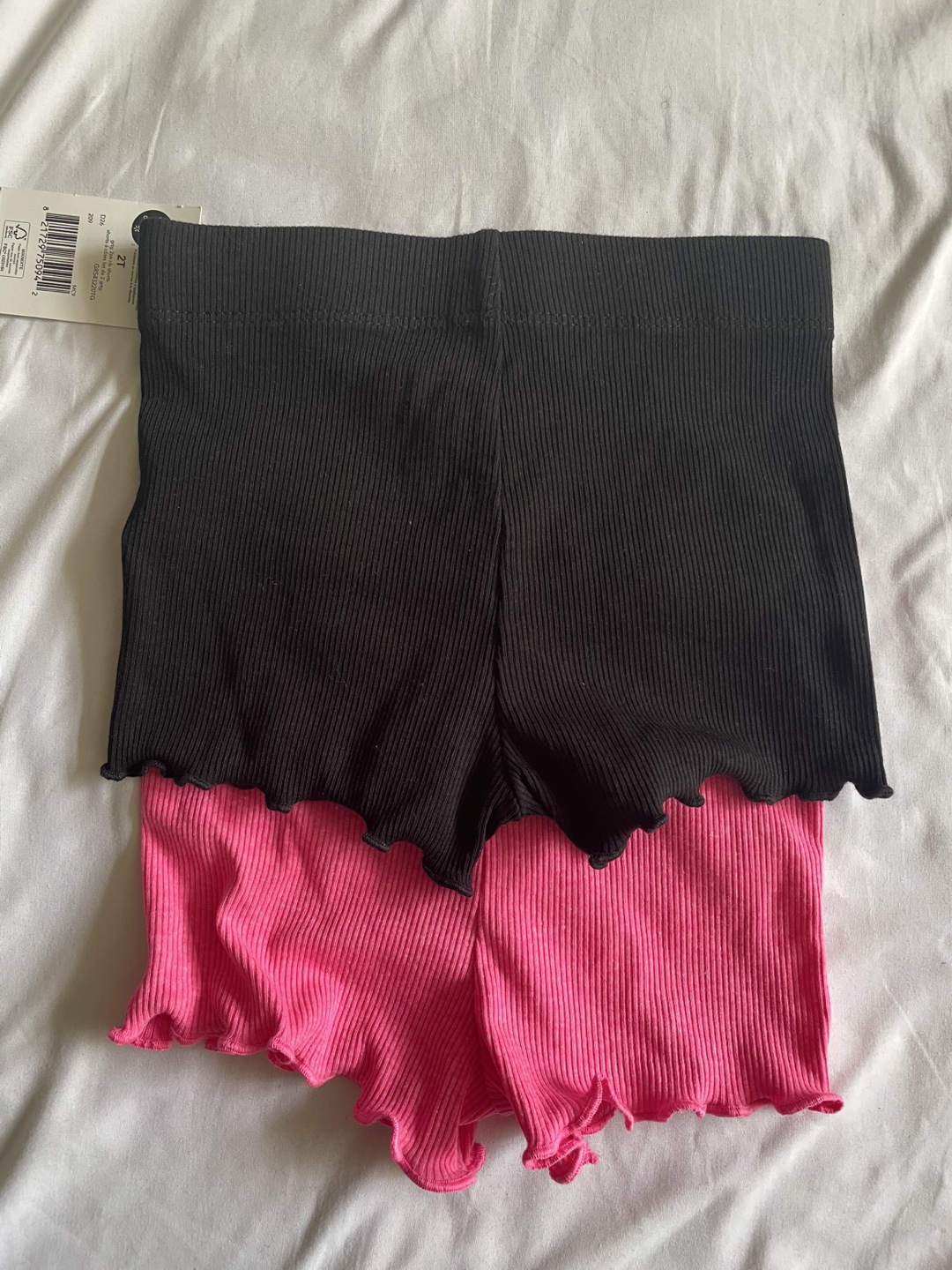 Girls 2 Pack Ribbed Shorts - Black & Pink - photo 2