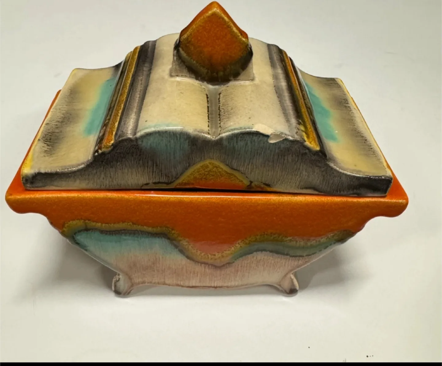 🏒Vintage Mid-Century Modern Ceramic Box with Lid thumbnail
