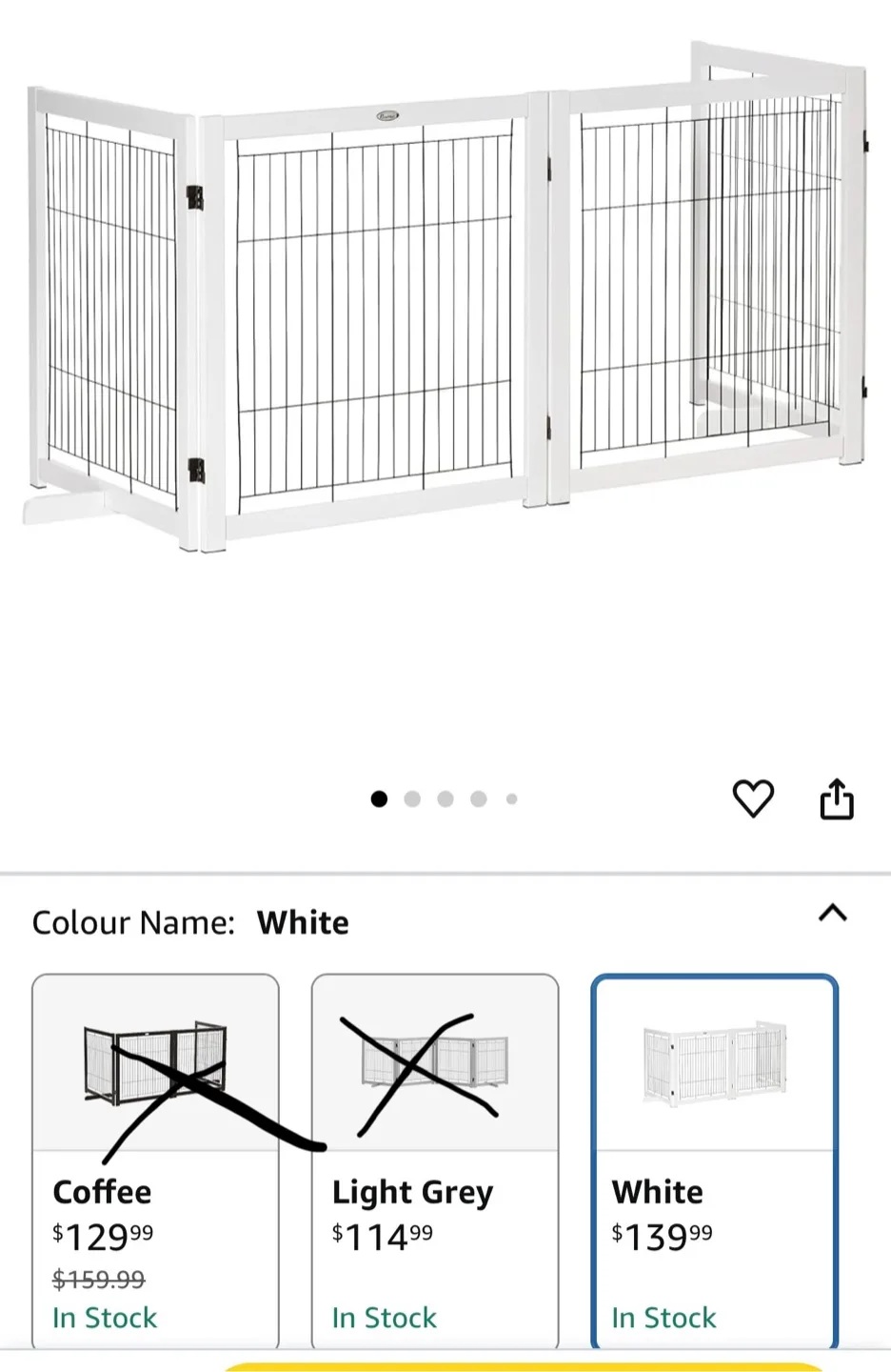 PawHut 4-Panel Foldable Pet Gate - White image indicator(4)