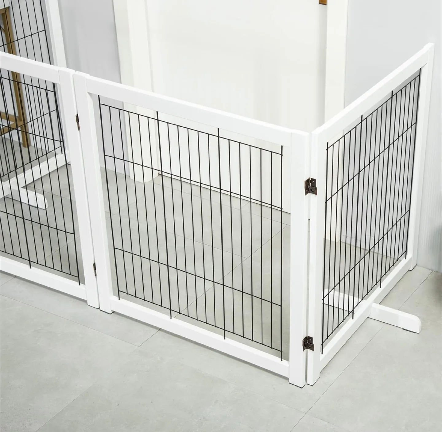 PawHut 4-Panel Foldable Pet Gate - White image indicator(7)