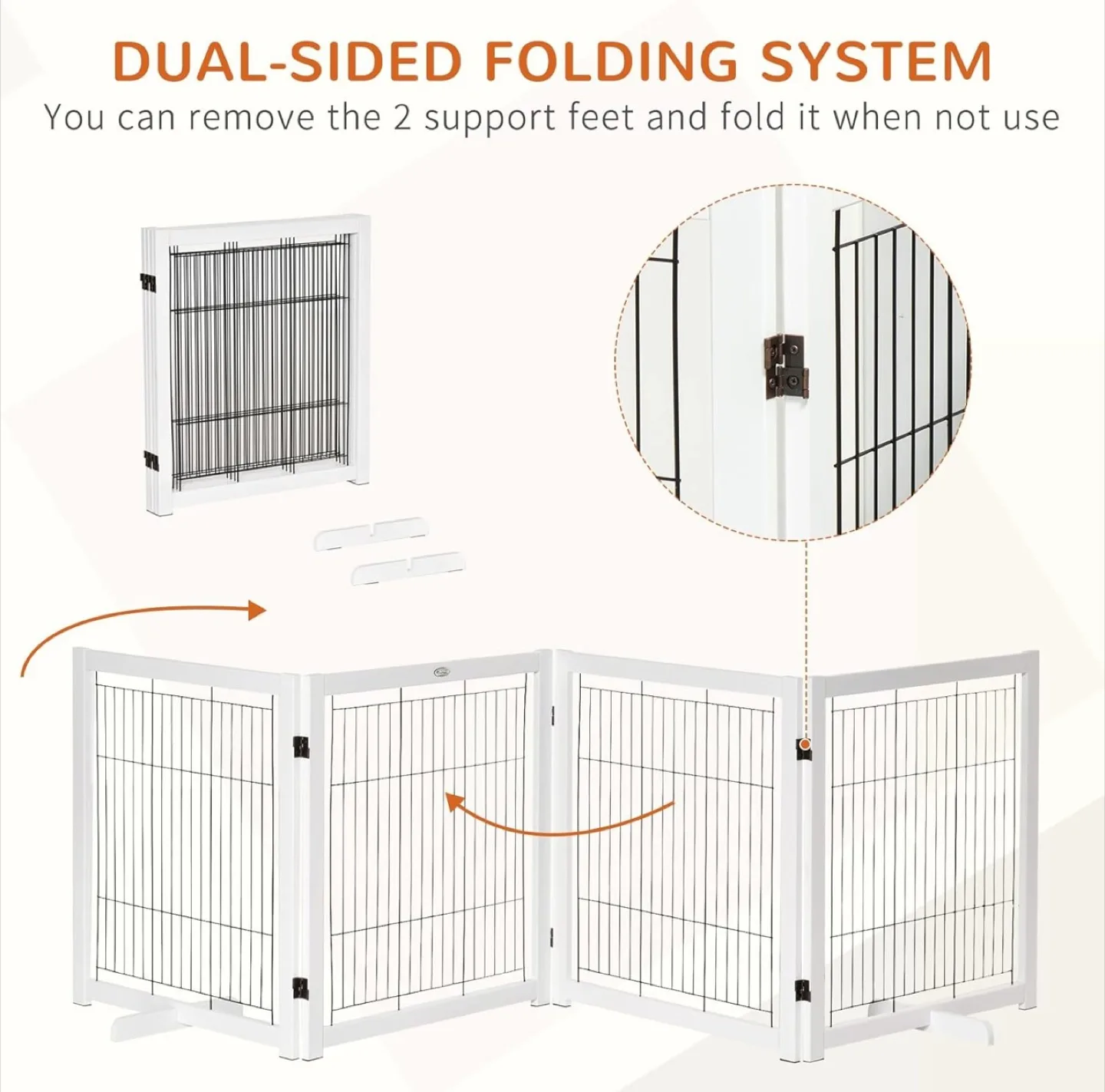 PawHut 4-Panel Foldable Pet Gate - White image indicator(6)