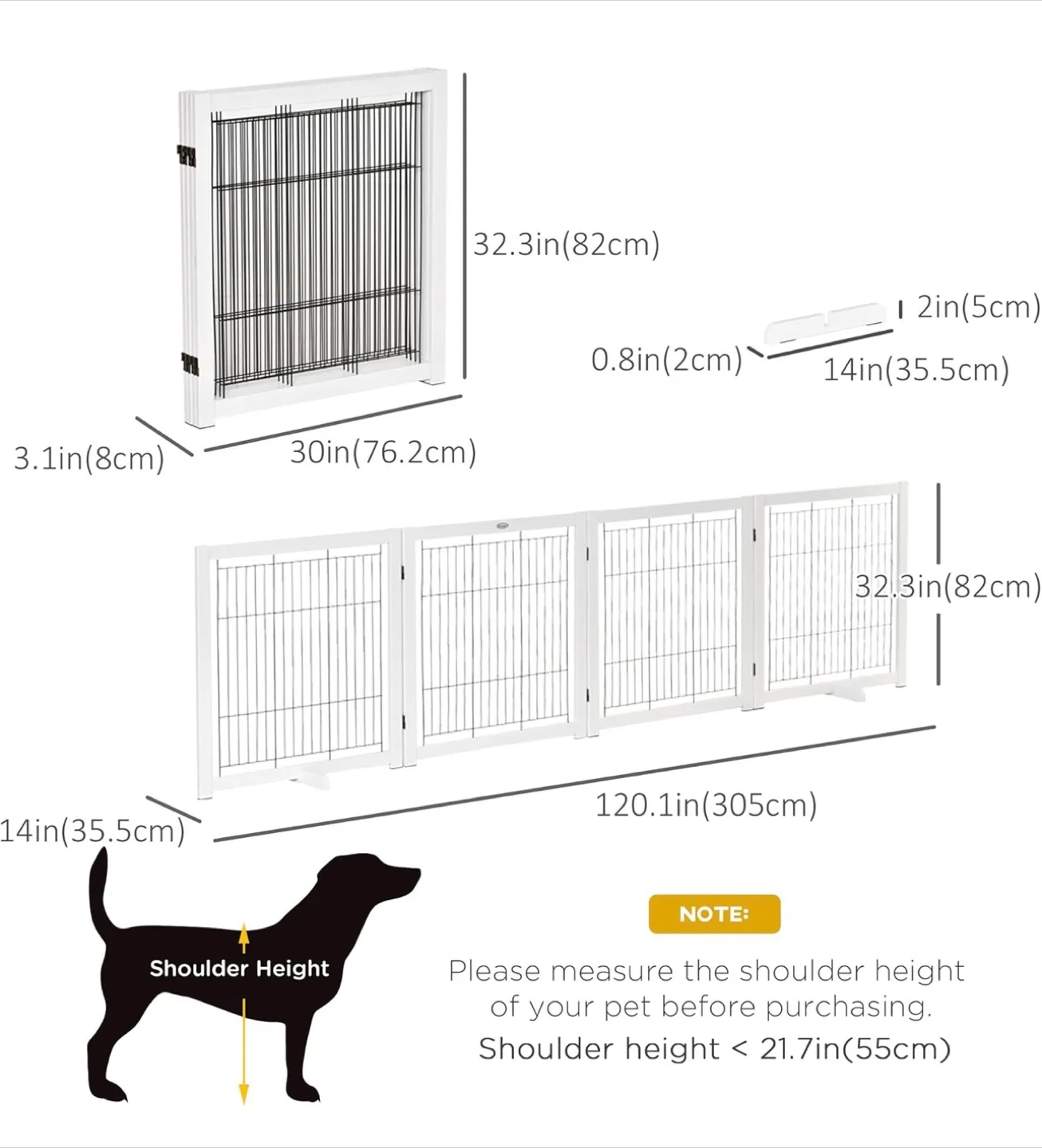 PawHut 4-Panel Foldable Pet Gate - White image indicator(9)