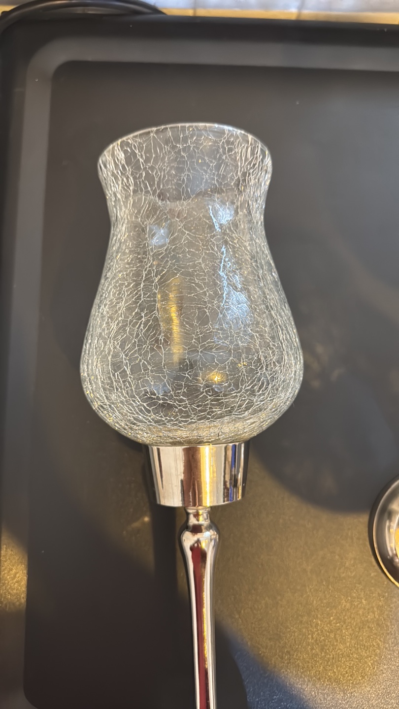 Set of Three Crackle Glass Candle Holders - photo 3