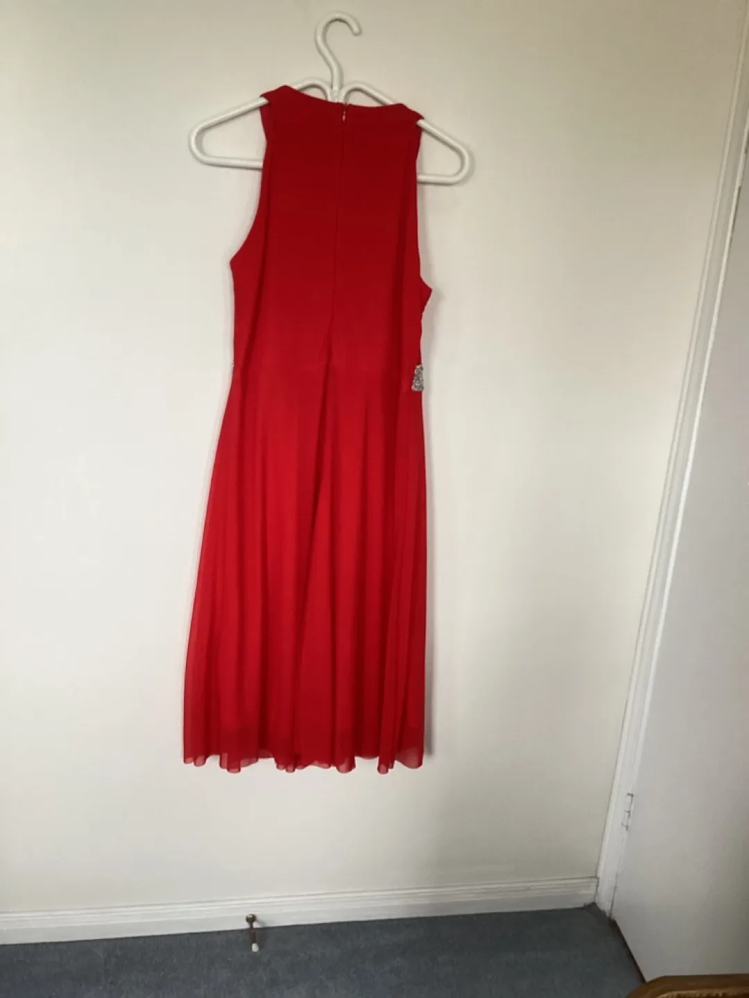 Gorgeous Red Sleeveless Dress with Sequin Detail image indicator(2)