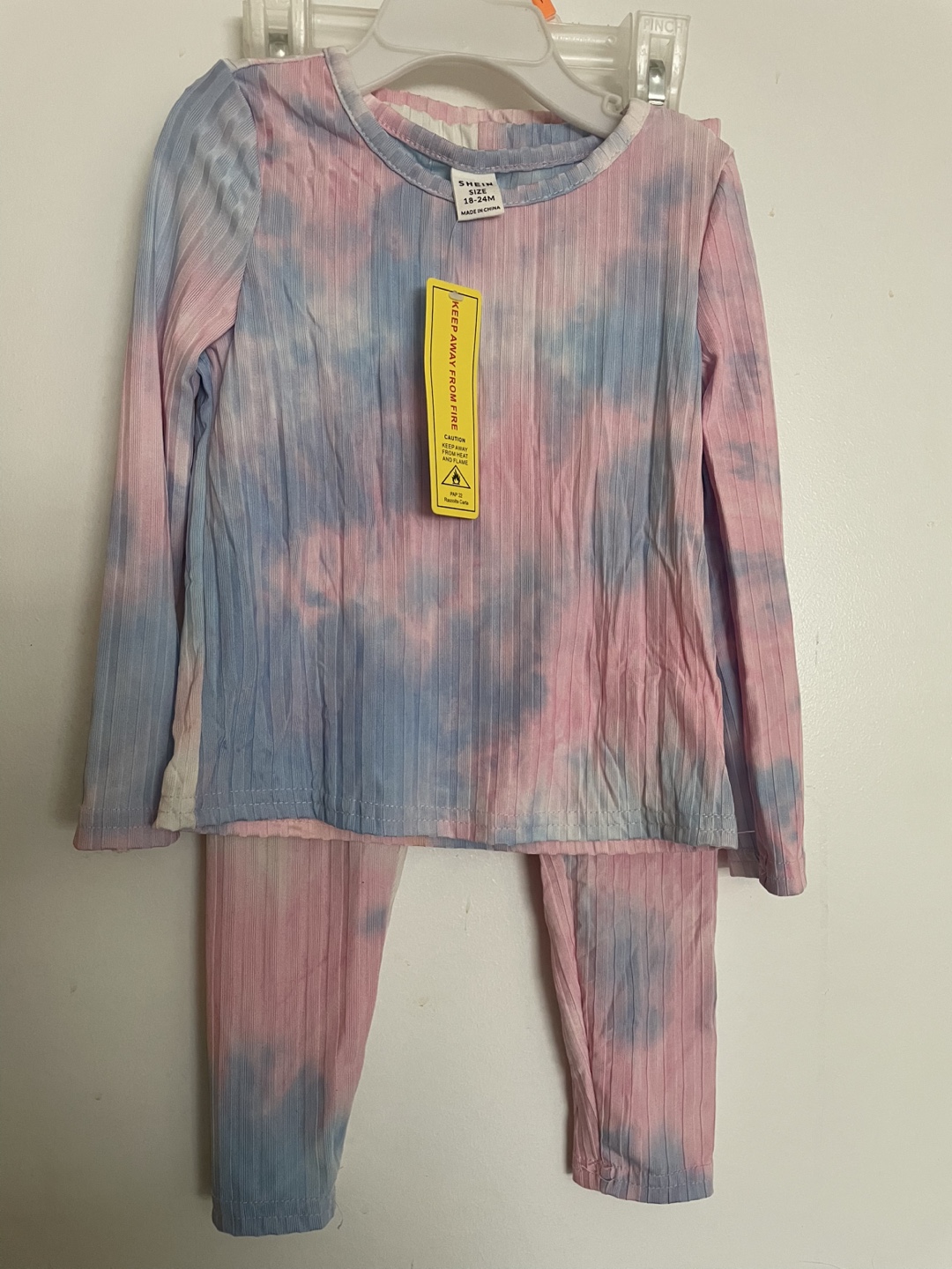 SHEIN Baby Girl's Tie-Dye Ribbed Top and Leggings Set (18-24 M)