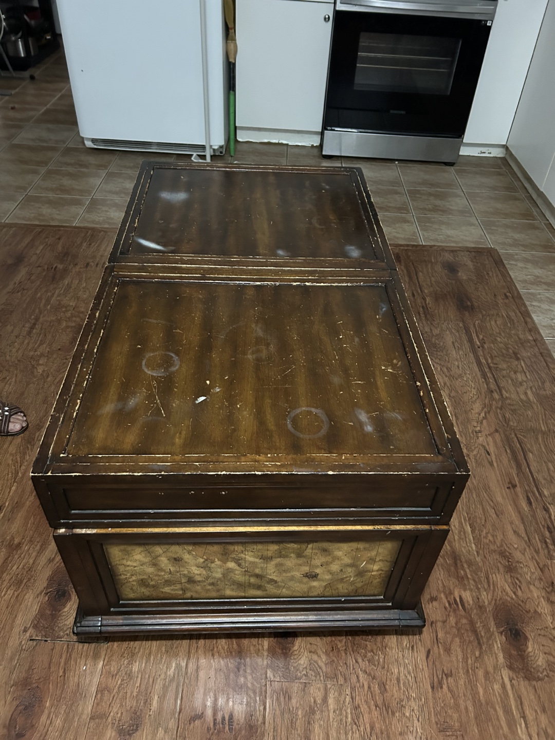 Large Wooden Sliding Coffee Table with Storage