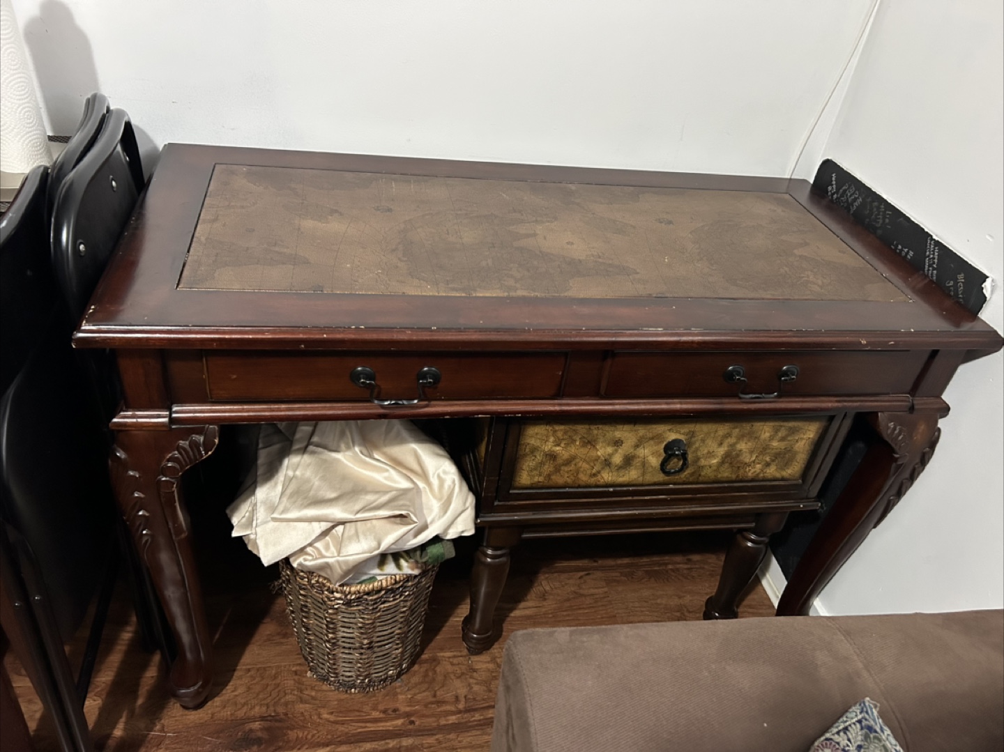 Dark brown wooden end table and console table set - photo 4