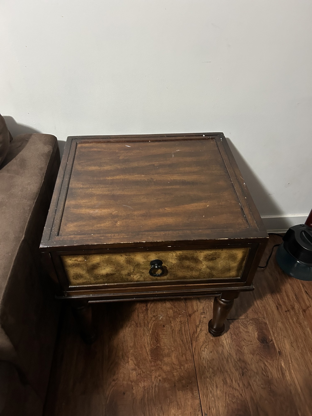 Dark brown wooden end table and console table set - photo 2