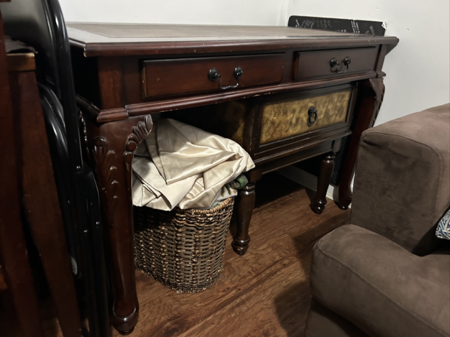 Dark brown wooden end table and console table set - photo 5