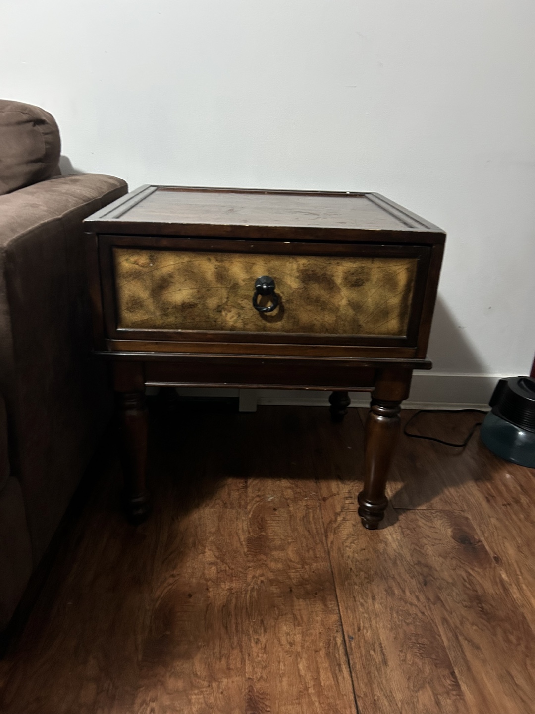 Dark brown wooden end table and console table set - photo 3