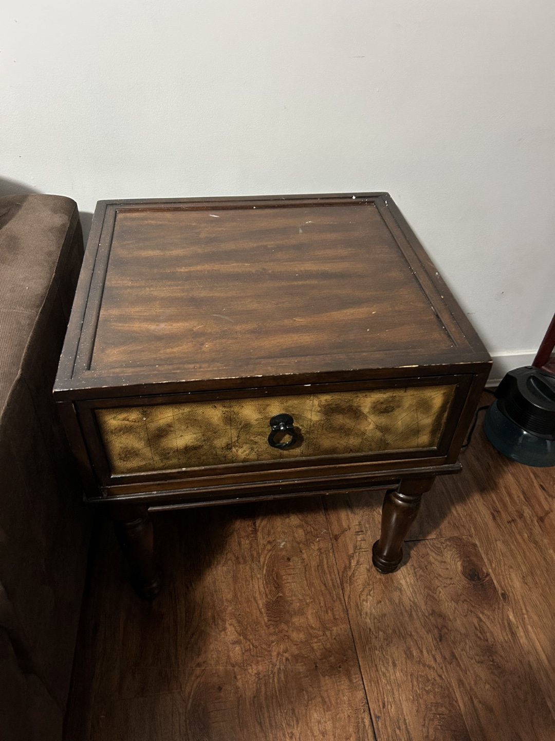 Dark brown wooden end table and console table set