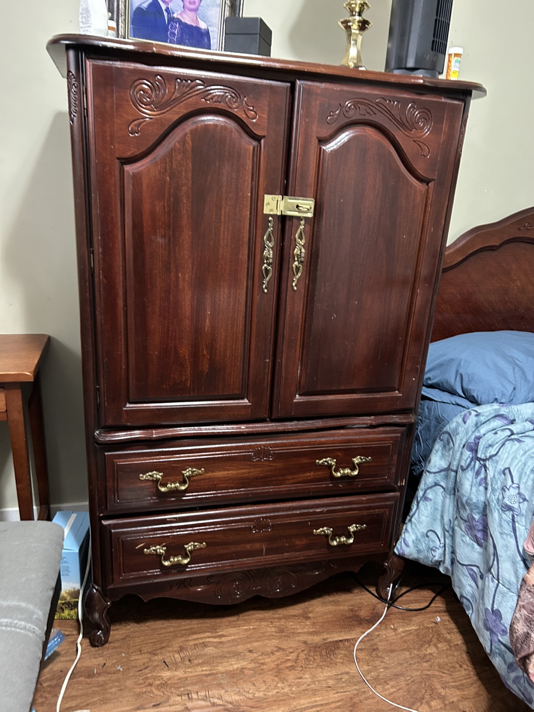 Vintage Wooden Armoire with Two Drawers - photo 2