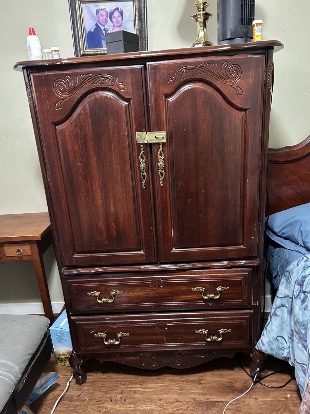 Vintage Wooden Armoire with Two Drawers - photo 3