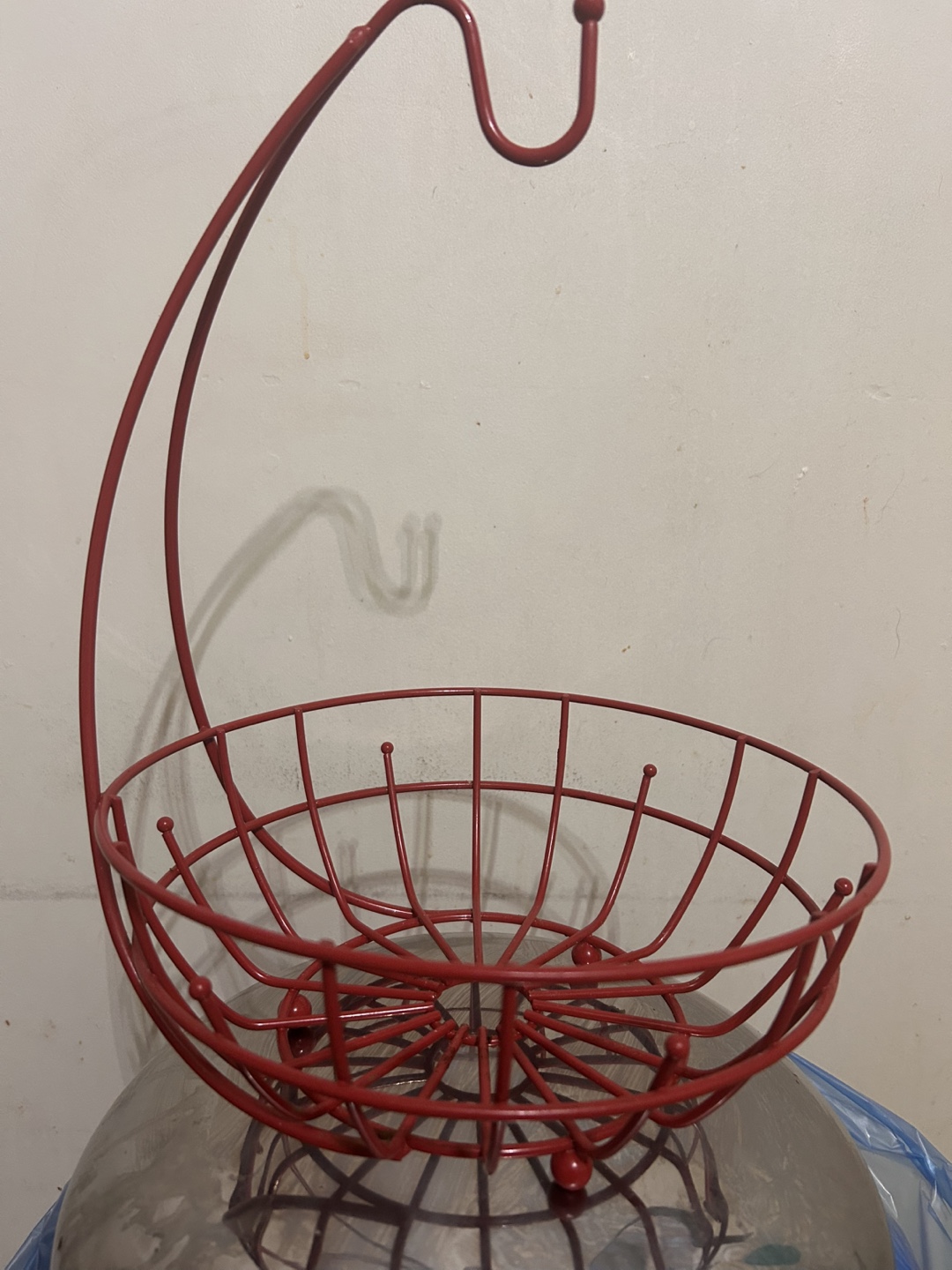 Red Metal Hanging Fruit Bowl