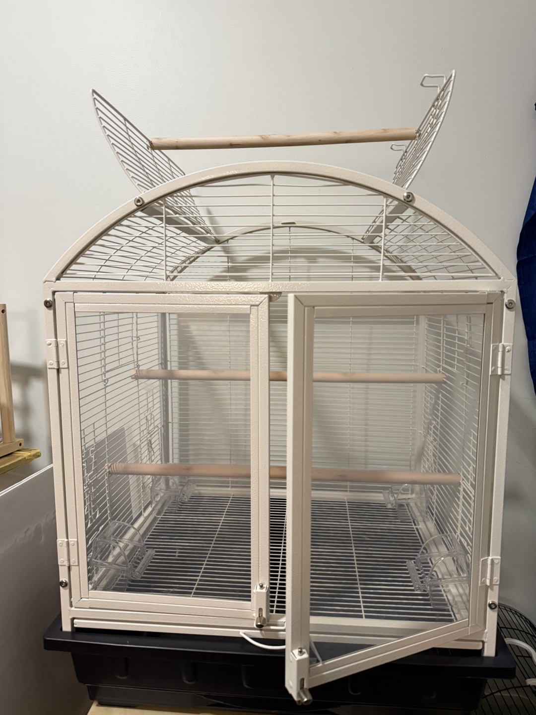 New White Metal Bird Cage with Open Top - photo 2