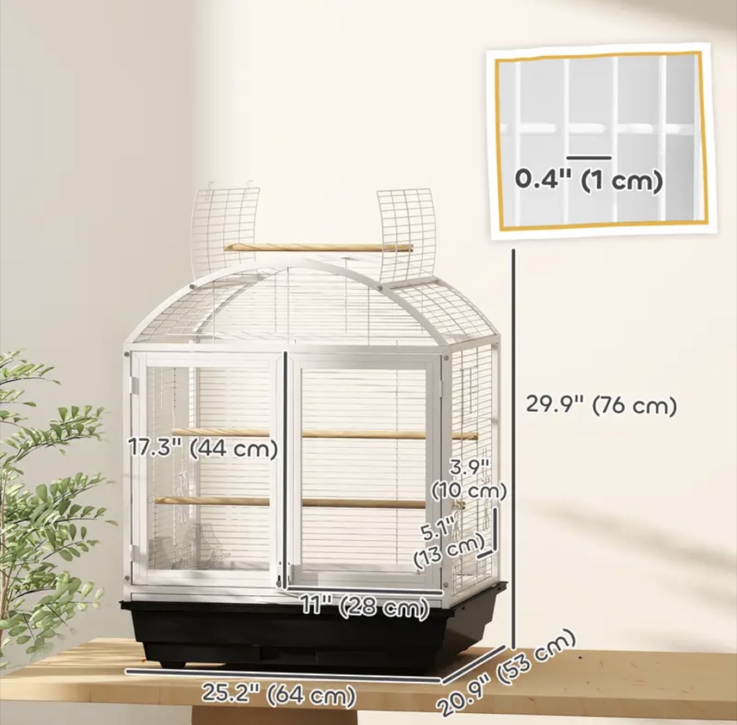 New White Metal Bird Cage with Open Top - photo 3