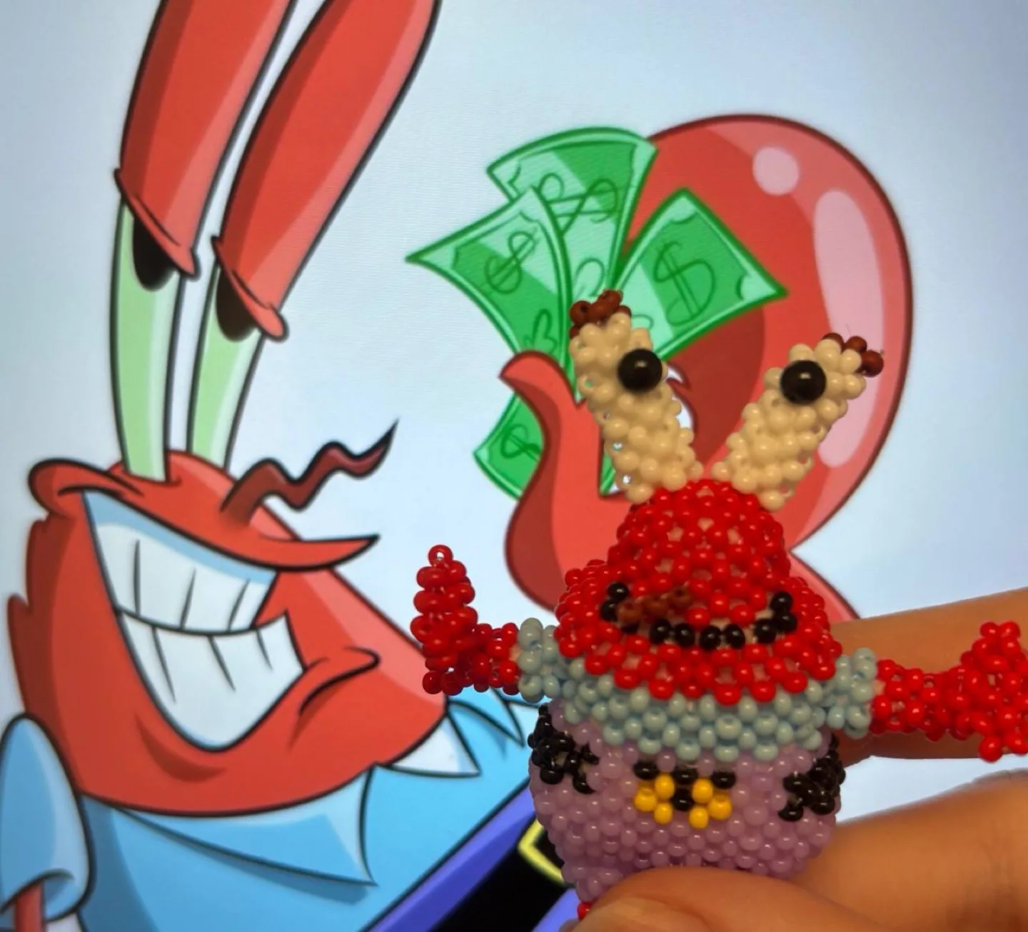 Mr. Krabs Perler Bead Keychain thumbnail