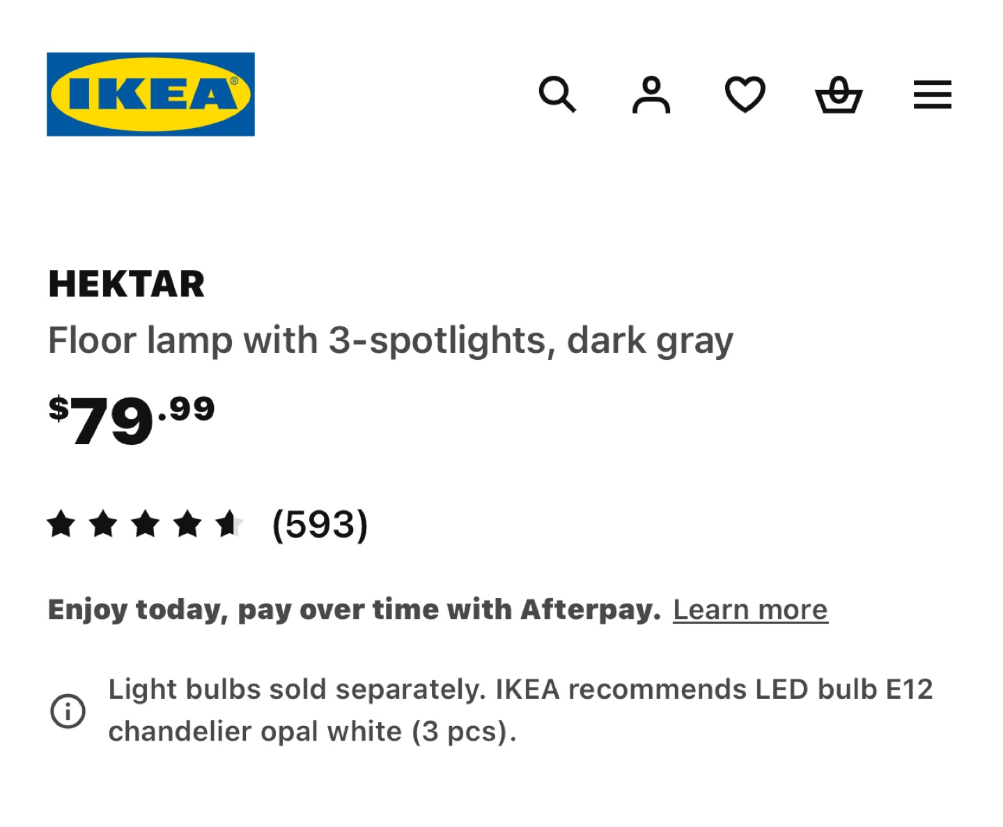 IKEA HEKTAR Dark Gray Floor Lamp with 3 Spotlights - photo 2