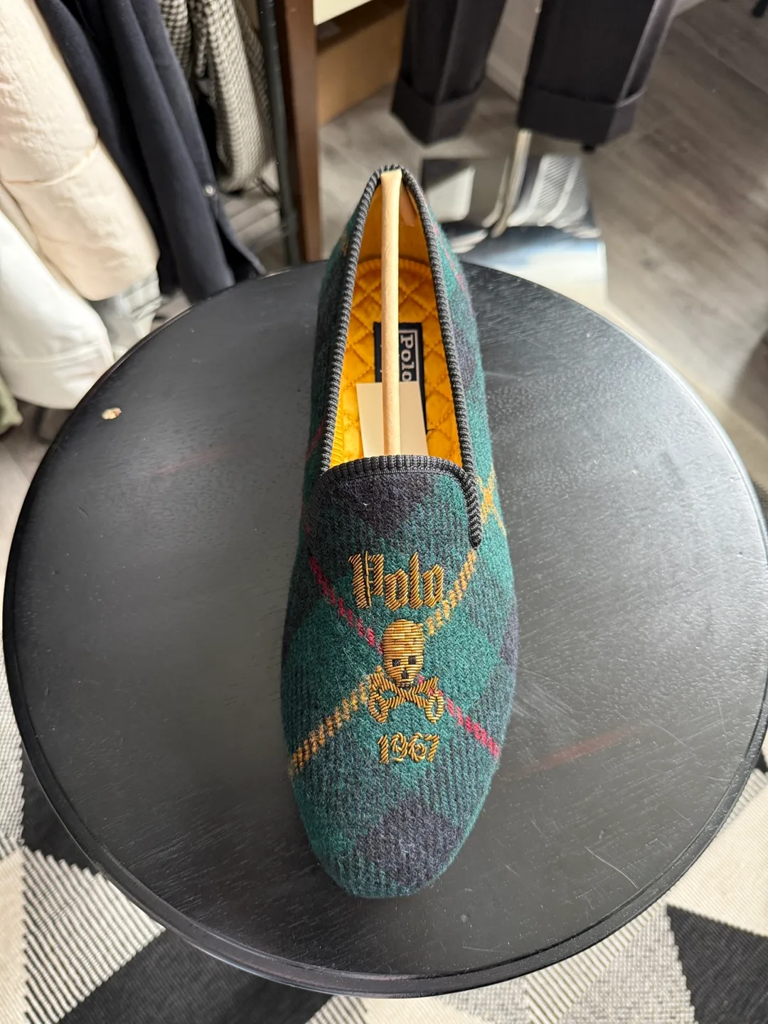 Polo Ralph Lauren Men's Green Plaid Skull Slippers image indicator(2)