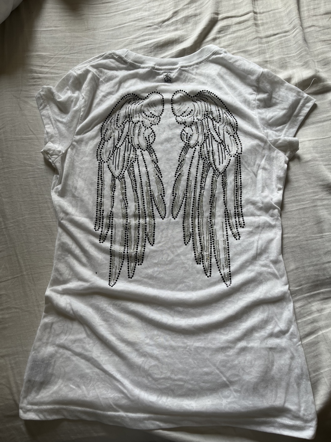 White T-Shirt with Angel Wings