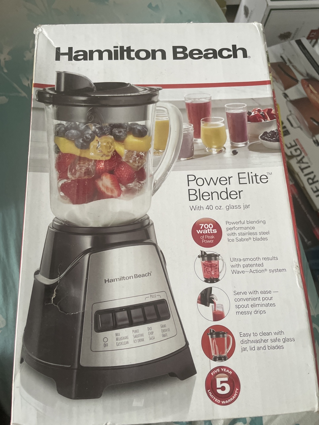 Hamilton Beach Power Elite Blender - 40 oz Glass Jar