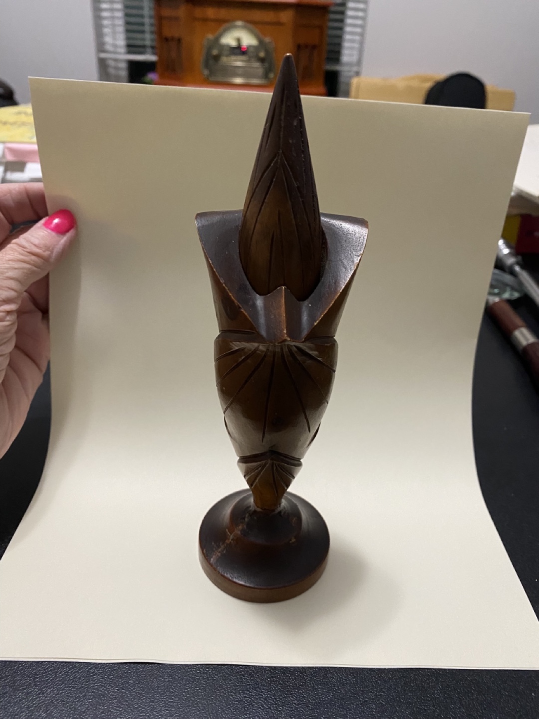 Vintage Hand Carved Wooden Perfume Bottle