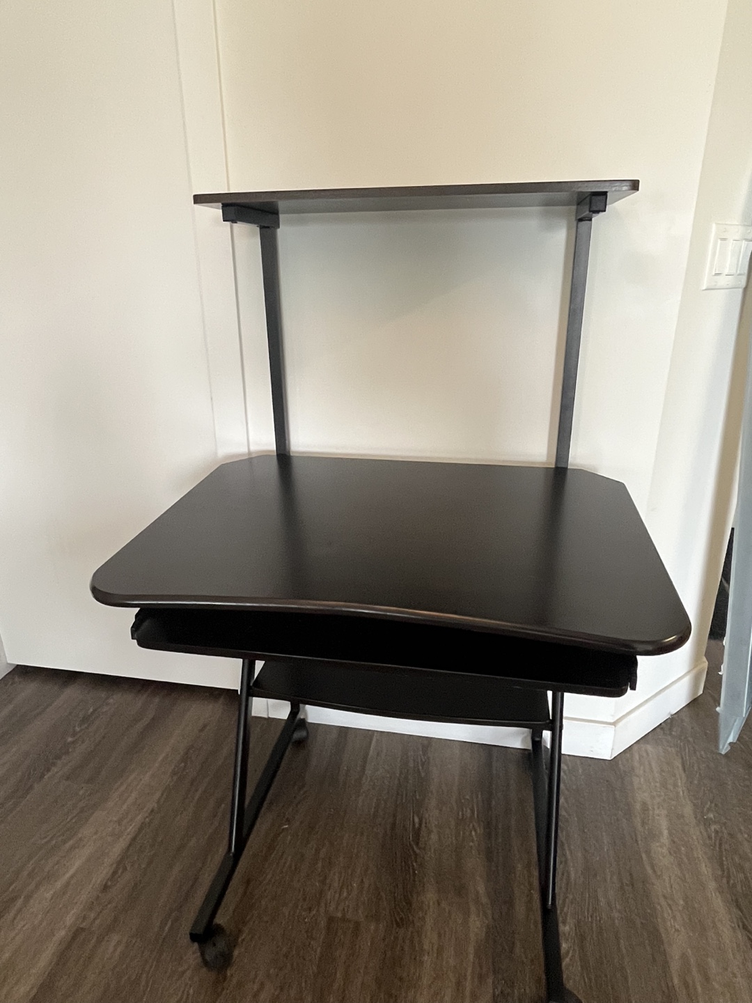 Computer Desk with Keyboard Tray and Upper Shelf - photo 3