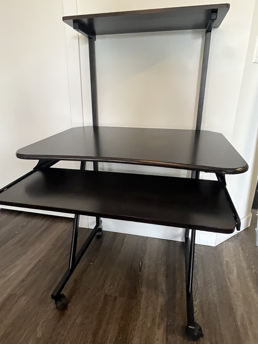 Computer Desk with Keyboard Tray and Upper Shelf - photo 4