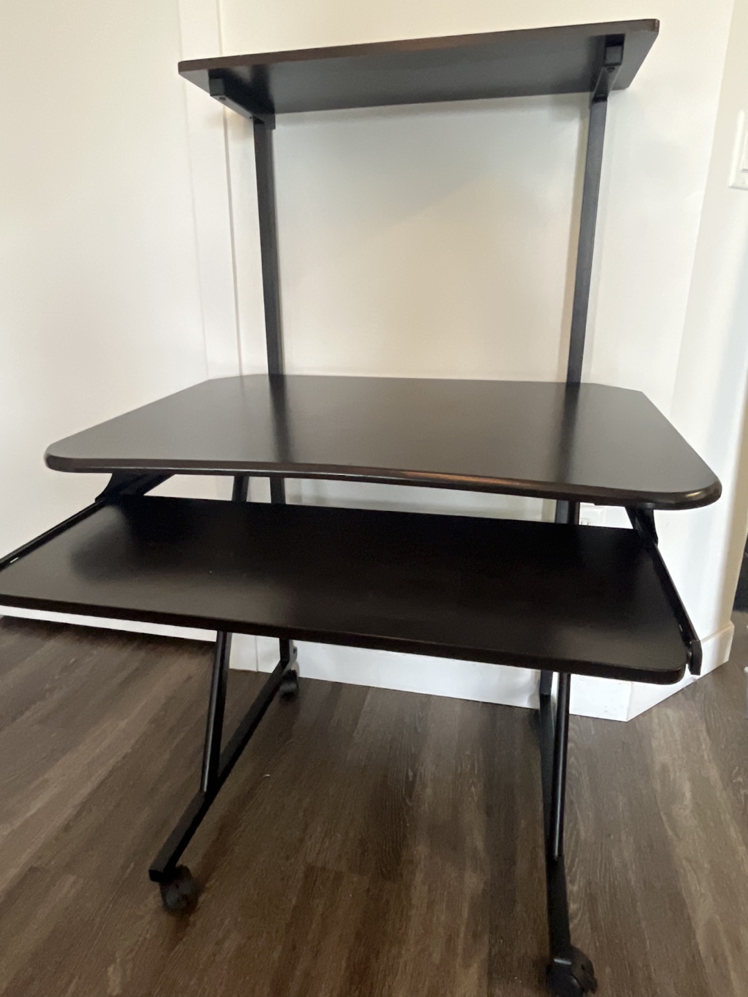 Computer Desk with Keyboard Tray and Upper Shelf - photo 2
