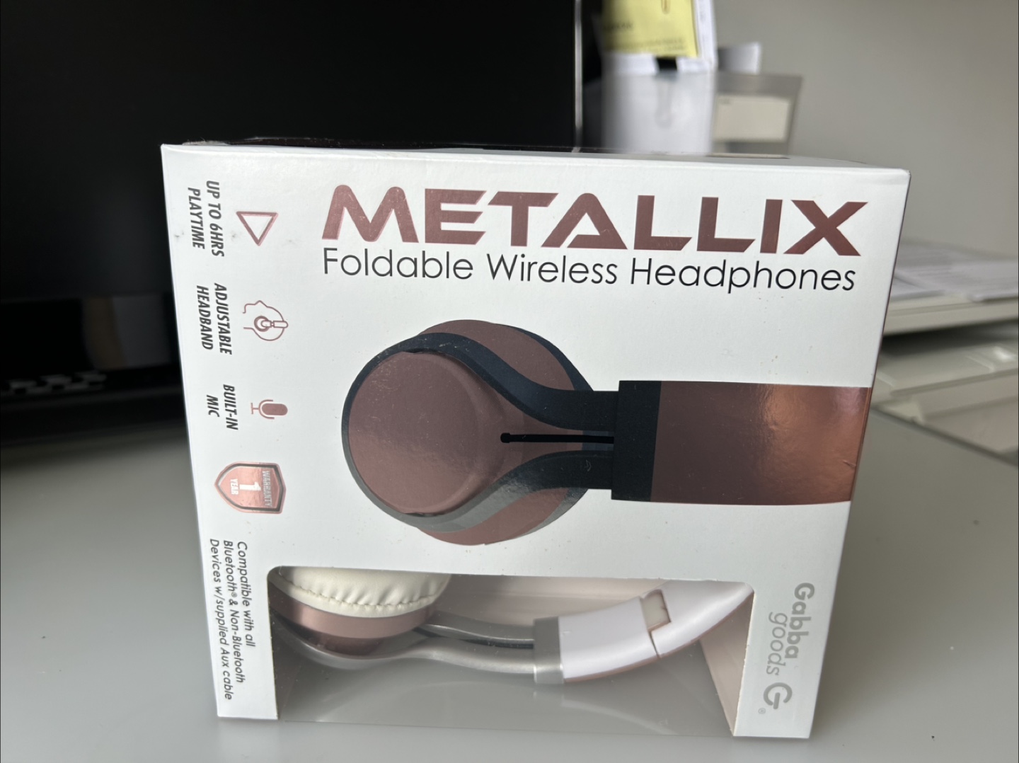 Gabbba Goods Metallix Foldable Wireless Headphones - Rose Gold