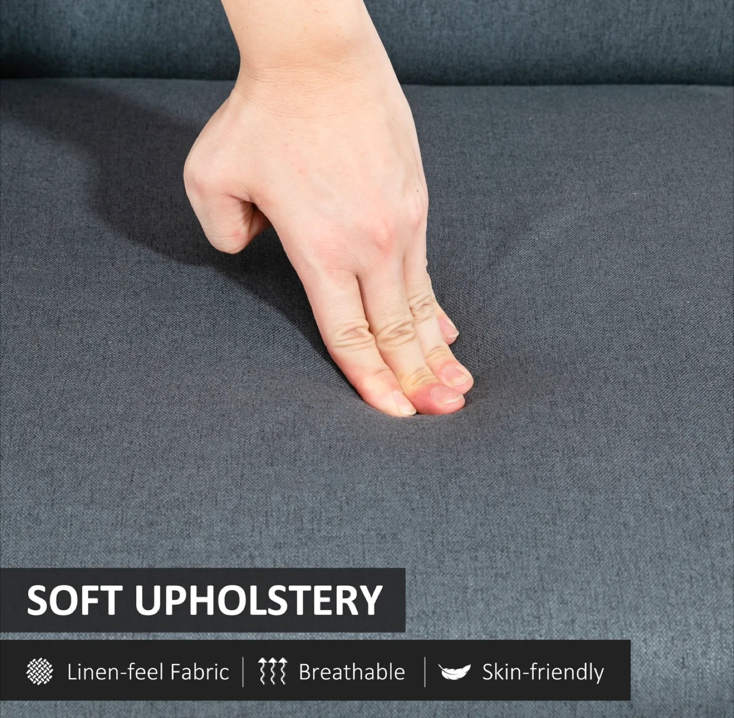 Mid-Century Modern Loveseat, Grey Fabric & Dark Wood image indicator(3)