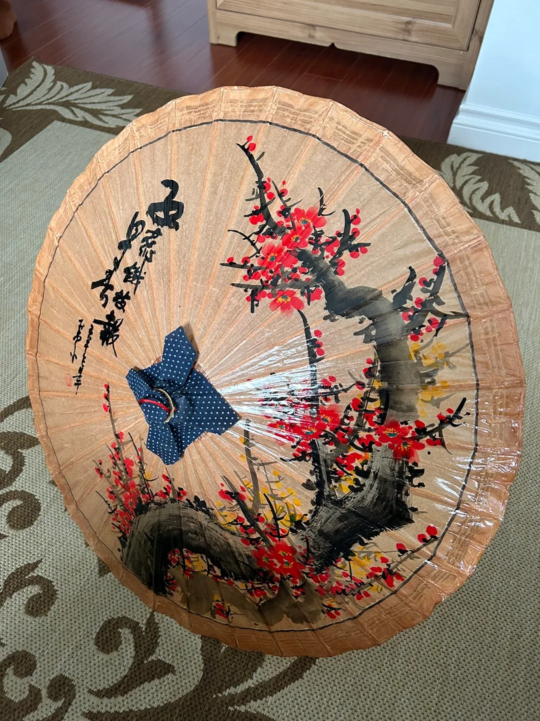 Japanese-style Paper Parasol with Blossom Design thumbnail