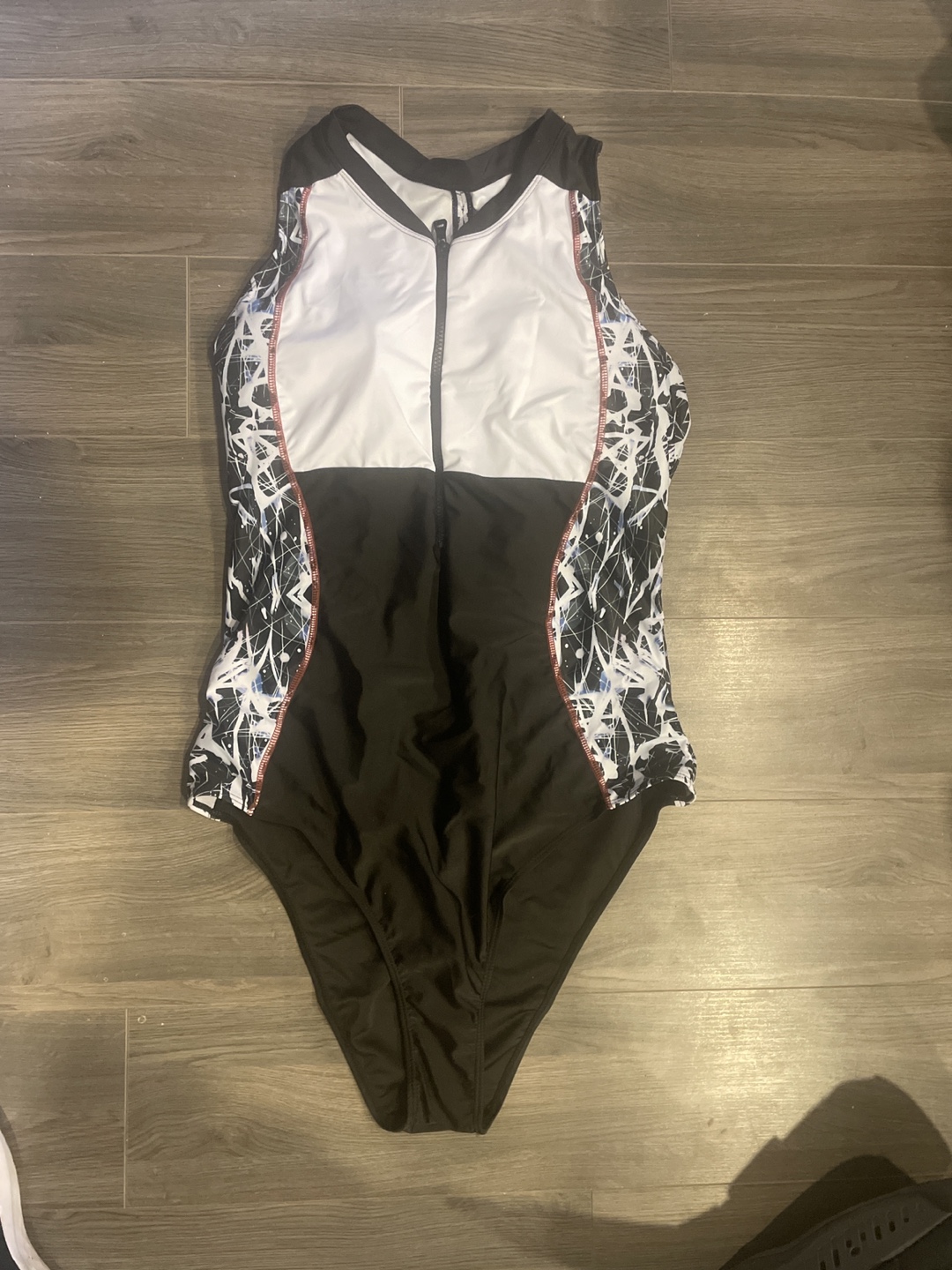 Women's Size 20 One-Piece Swimsuit - Black & White patterned