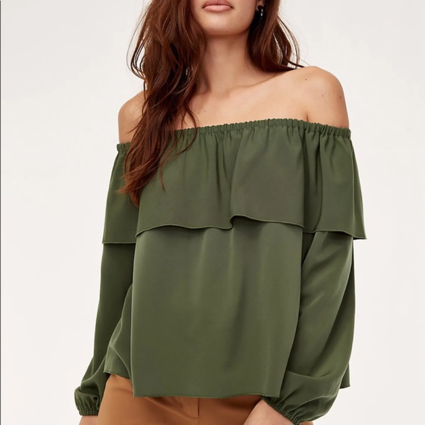 Wilfred Olive Green Off-the-Shoulder Blouse thumbnail